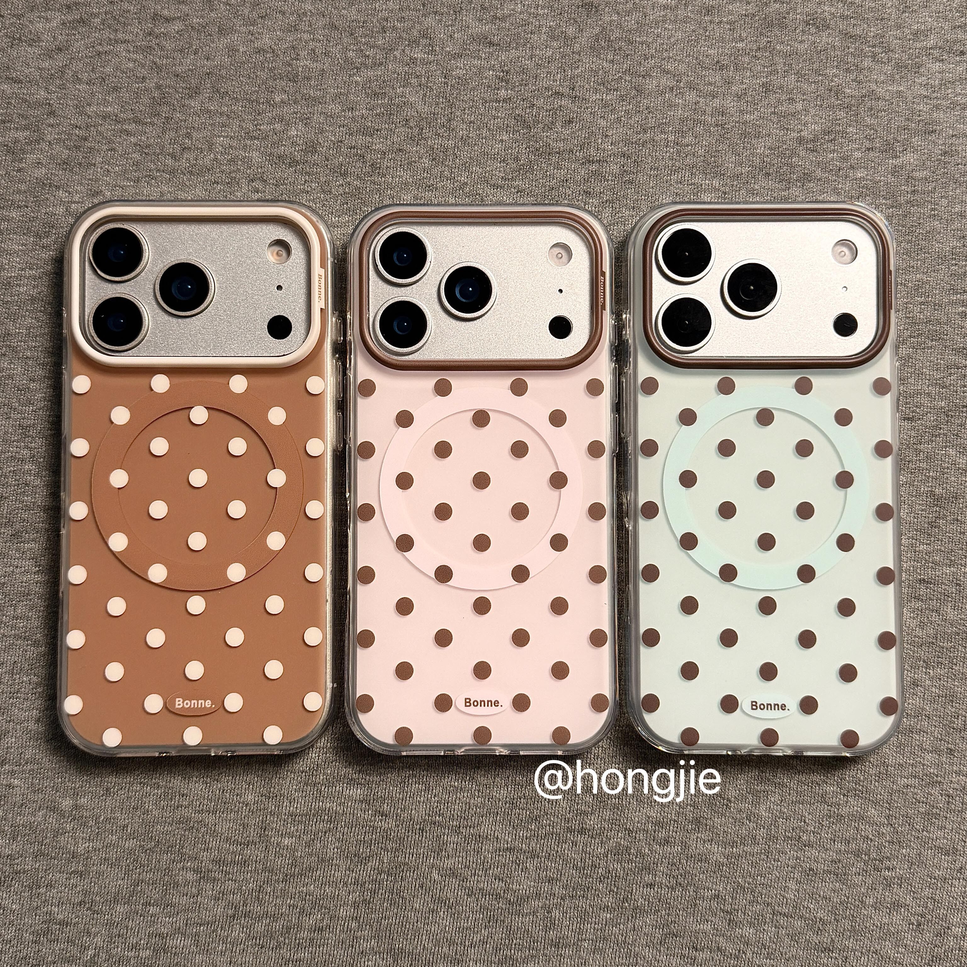 宏界 ins小众简约撞色波点磁吸适用苹果18promax手机壳iphone17pro新款16创意15女18pm全包软17pro防摔手机套