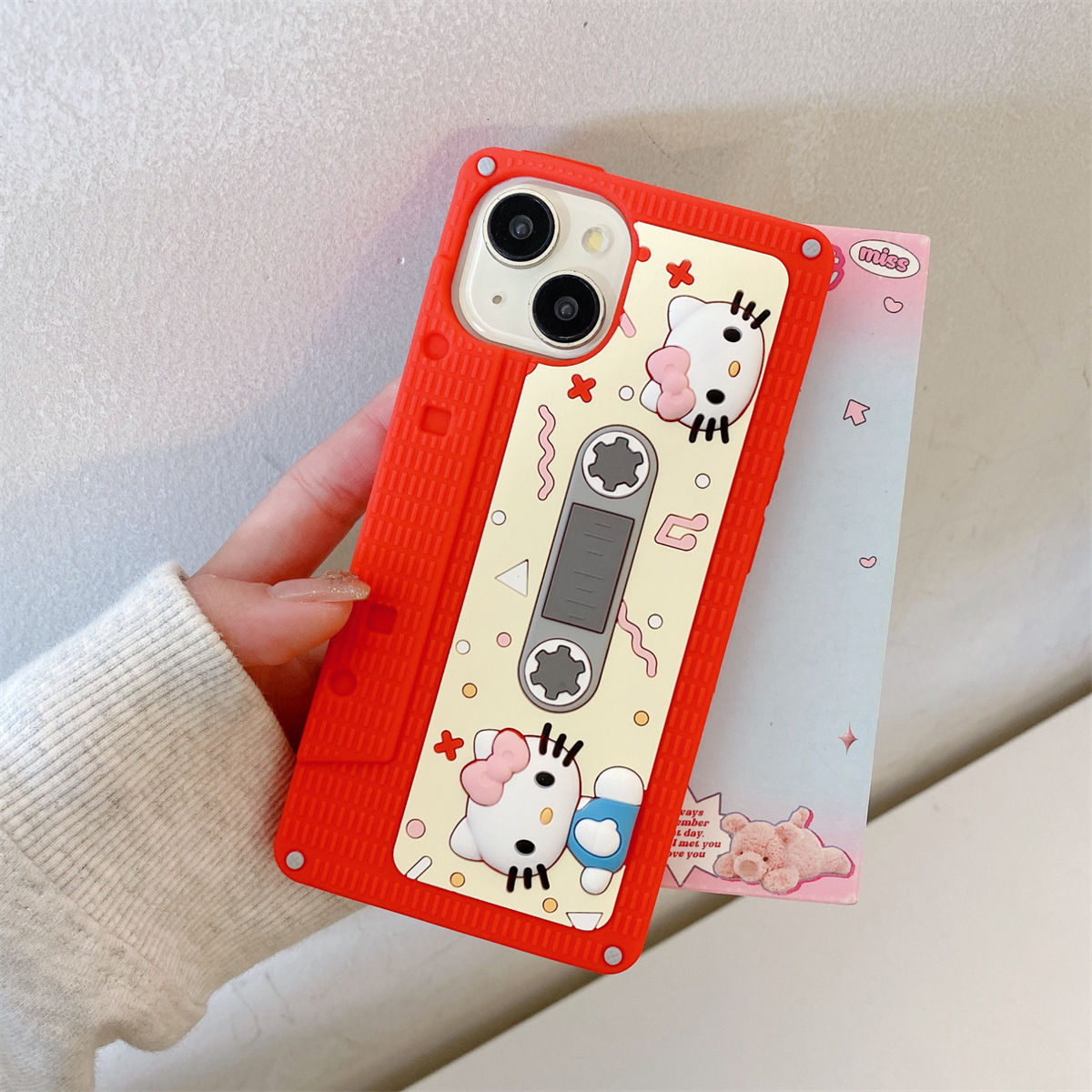 宏界 复古可爱立体录音机磁带Kitty猫适用苹果16promax手机壳iphone15新款13pro硅胶16女款14pro防摔保护套