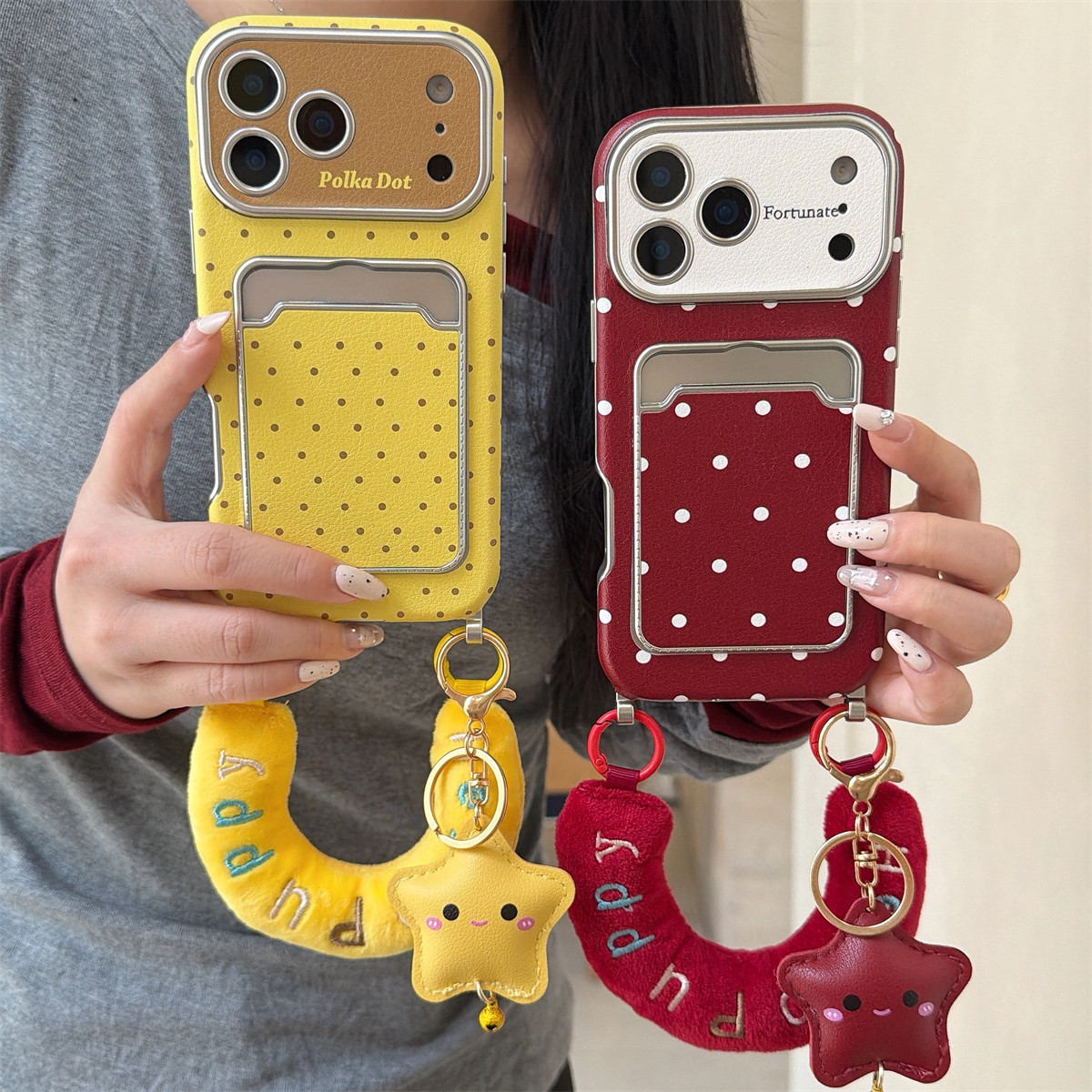 宏界 简约大视窗卡包波点皮纹英文腕带适用苹果17ProMax手机壳iphone15Pro新款16pro男女款14pro防摔13保护套,3C数码配件,手机保护套/壳,淘宝优惠券,粉丝福利购,淘宝优惠卷