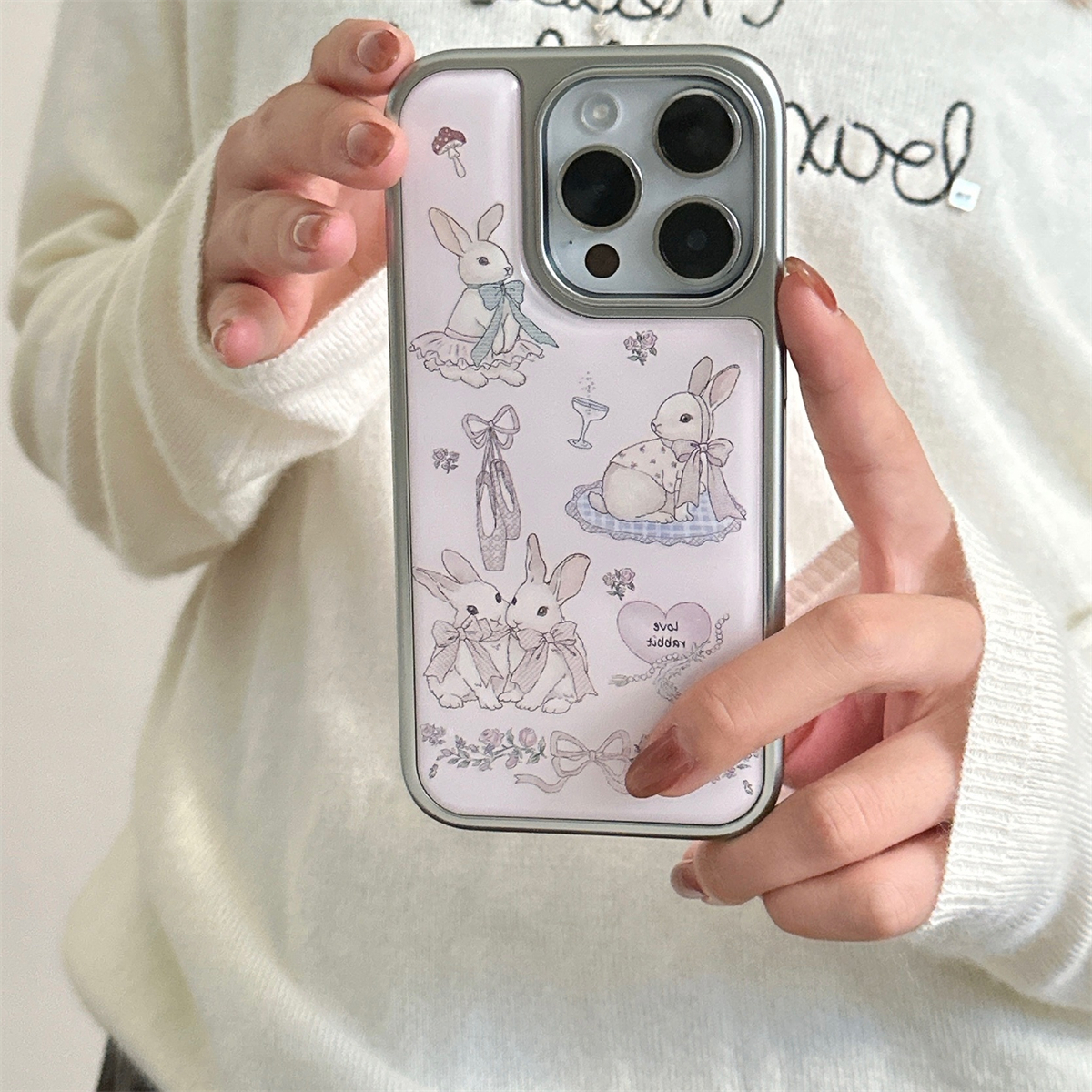 宏界 甜美可爱粉色丝带蝴蝶结芭蕾鞋兔子适用苹果17ProMax手机壳iphone15新款16pro电镀框14pro防摔13保护套