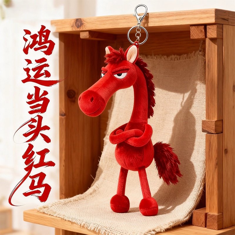 钥匙扣2026年新款马年吉祥物毛绒公仔娃娃干坤马新年礼物黑马玩偶,模玩/动漫/周边/娃圈三坑/桌游,动漫挂件/文具,淘宝优惠券,粉丝福利购,淘宝优惠卷