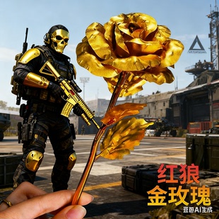 头甲枪胸挂背包花来三角洲行动周边情人节道具红狼蚀金玫瑰花模型