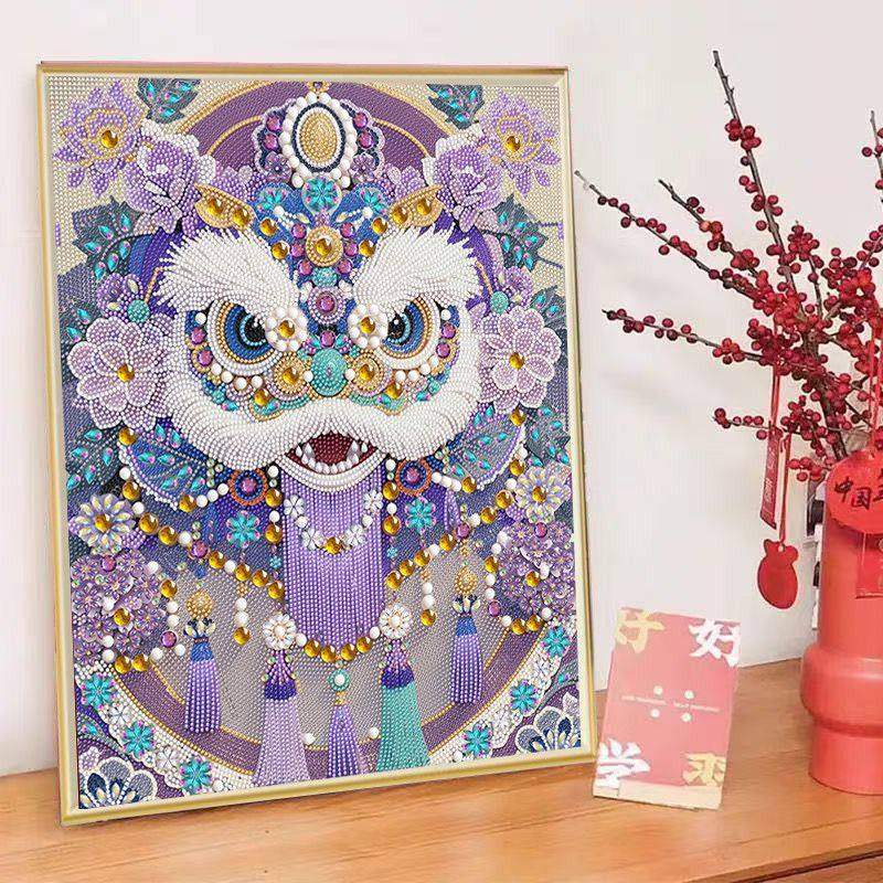 中国风醒狮钻石画2026新年儿童手工diy材料包幼儿园学生钻石贴画,玩具/童车/益智/积木/模型,其他手工制作,淘宝优惠券,粉丝福利购,淘宝优惠卷