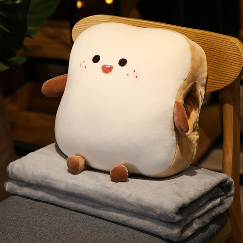 可爱吐司三合一抱枕毯