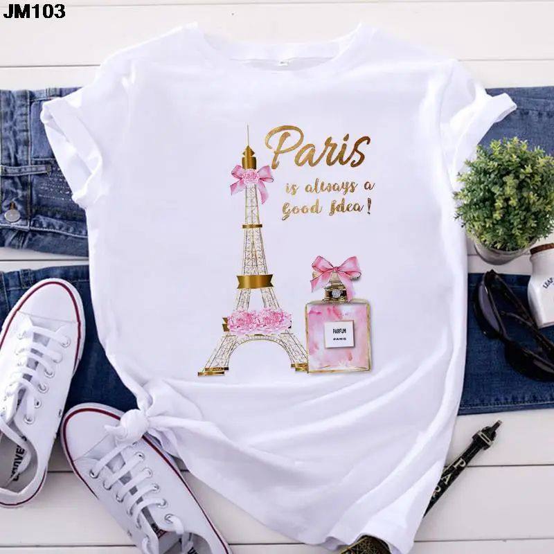 Fashion Women's ops Tshirt Harajuku Paris Eiffel Tower Print