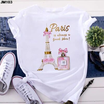 Fashion Women's ops Tshirt Harajuku Paris Eiffel Tower Print