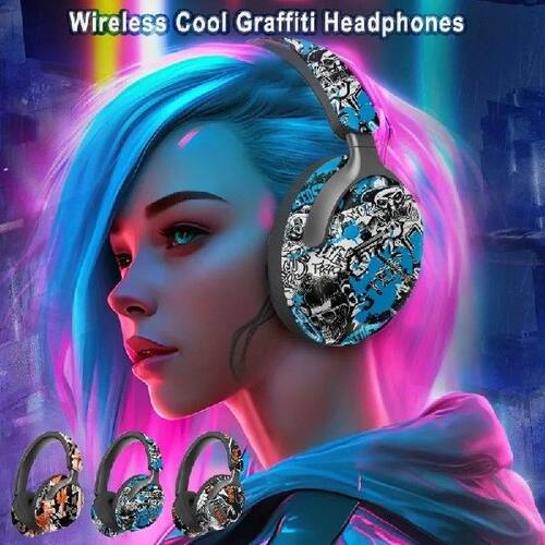 Graffiti Wireless Bluetooth Headsets Hifi Stereo Foldable