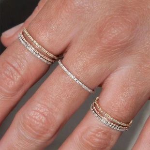 For Cryst Micro Chic rendy Women Rings Zircon Pave cate Tiny