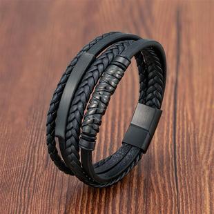 Viking Leather Bracelets for Men Multilayer Stainless Steel