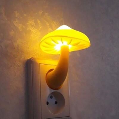 LED Night Light Mushroom Wall Lamp EU Plug Light Control Ind