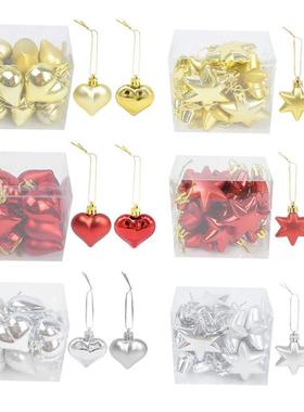 12pcs/lot Glitter Heart Star Pendant Christmas Tree Hanging