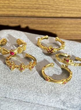 宫廷风细圈拉丝叠戴显白开口戒女