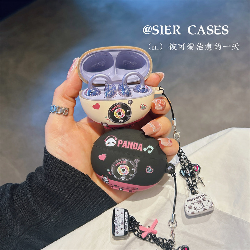 音乐熊猫适用于华为freeclip耳机保护壳freebuds6i卡位保护套庞克风苹果AirPodsPro2代耳机壳磨砂男女壳pro4