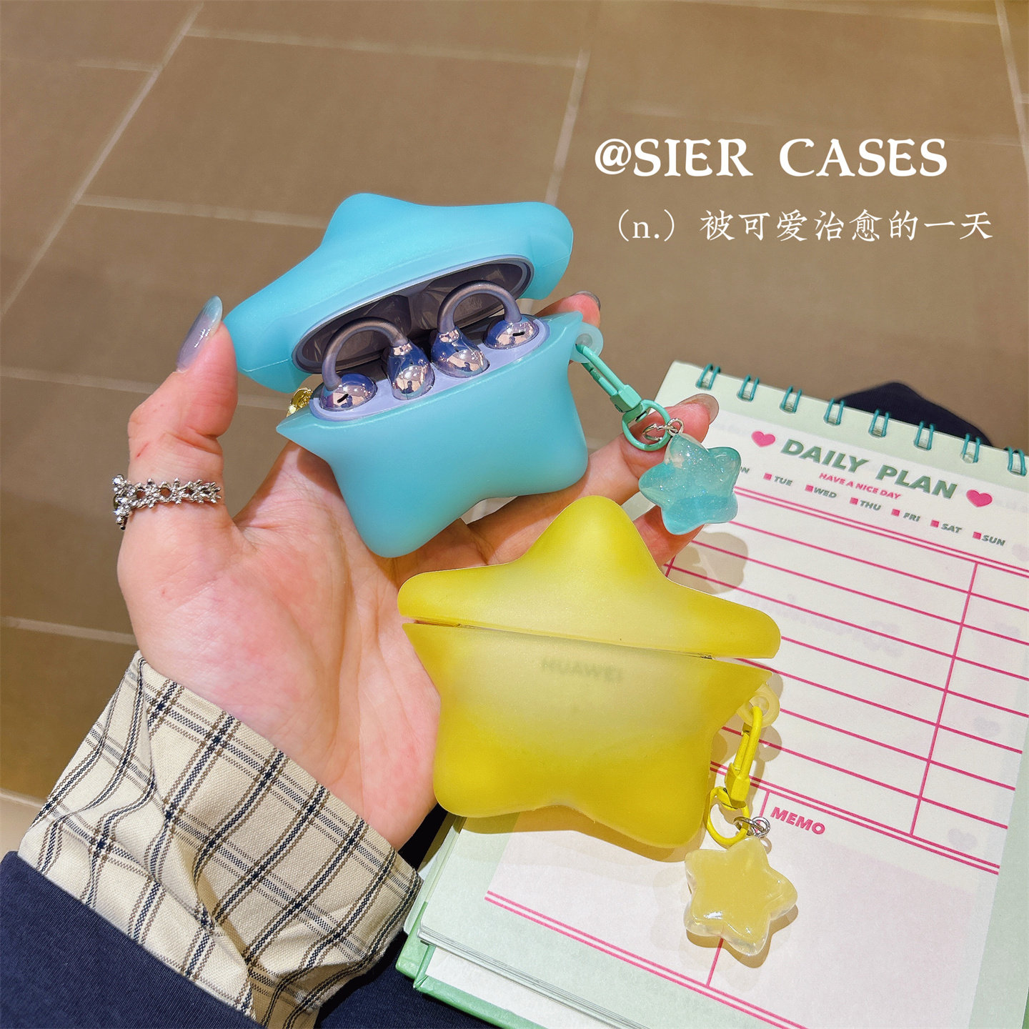 适用于华为freeclip保护套夜空星星freeclip2代蓝牙耳机壳透蓝色7i软壳防摔freebudspro4情侣保护套奶黄夜光