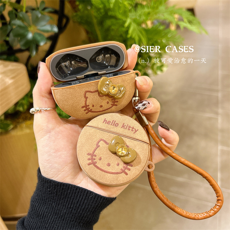 棕色华为耳机保护套闪钻kt