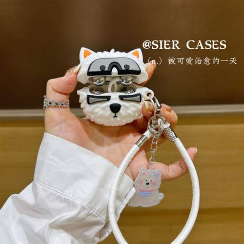 憨憨雪纳瑞狗适用于华为freeclip2代耳机保护壳防摔freebuds7i硅胶耳机6i保护套苹果airpodspro三代软壳clip2