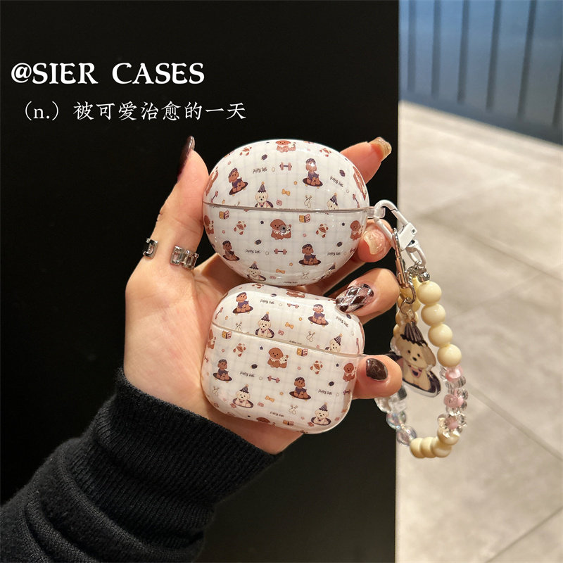 小清新趴坐狗狗freeclip保护套适用于华为freebuds6i紫色耳机保护壳防摔airpodspro苹果耳机4代软壳小巧pro3