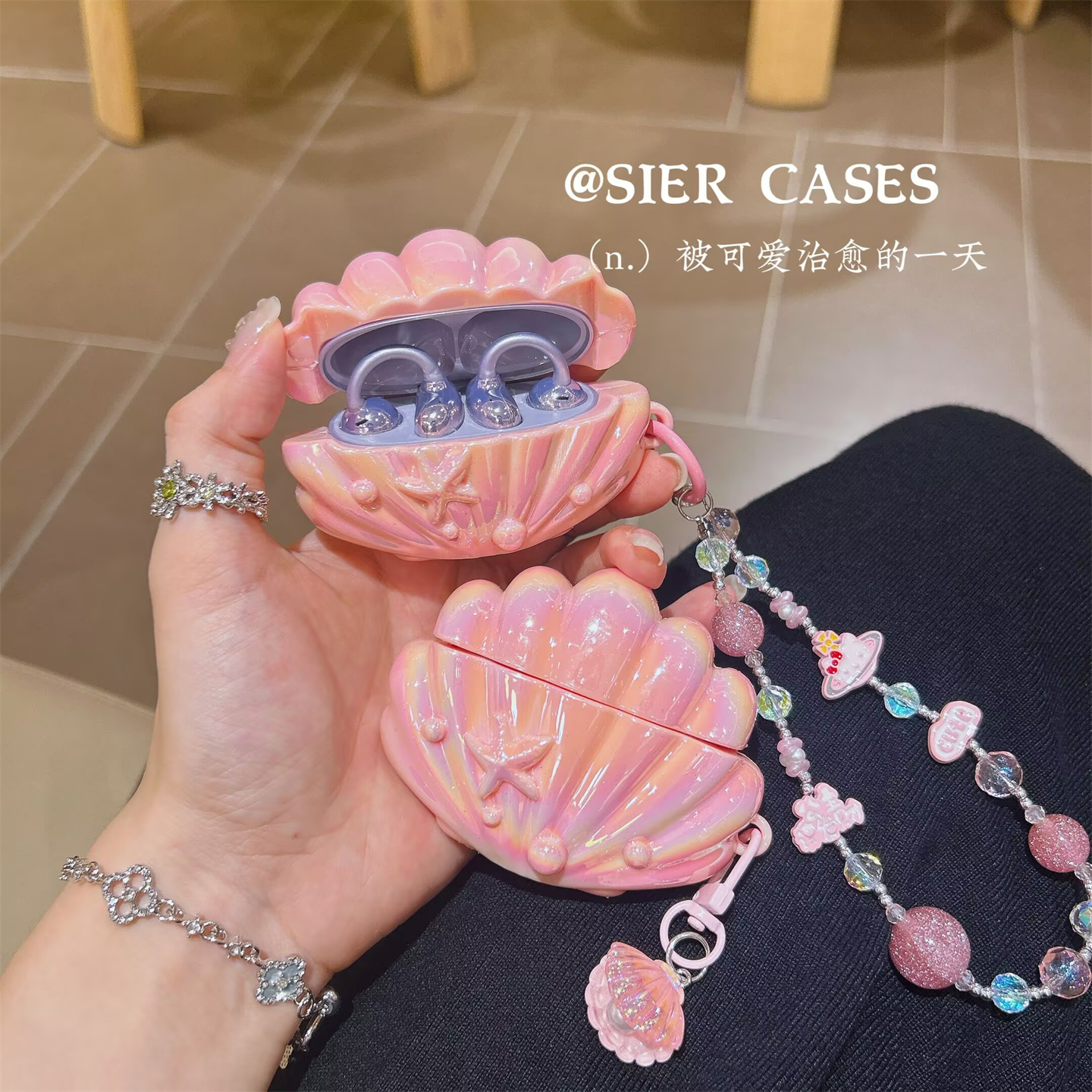 樱花粉创意贝壳freeclip耳机保护壳适用于华为freebudspro4代保护套软壳6i防摔苹果爱Airpodspro2代保护壳SE3