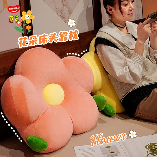 钻石绒花朵床头靠枕舒适不掉毛