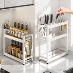 家用窄缝调料架双层厨房置物架白色调味架小型台面收纳架醋酱油盐