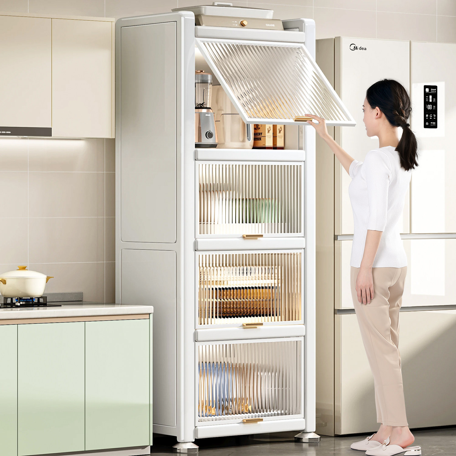 厨房置物架储物柜夹缝收纳柜冰箱缝隙柜多层多功能置物柜碗柜子,厨房/烹饪用具,厨房置物架/置物柜/角架,淘宝优惠券,粉丝福利购,淘宝优惠卷