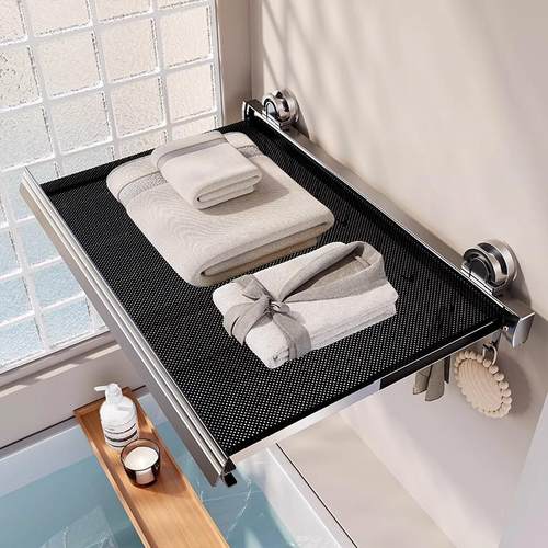 浴室折叠浴巾架免打孔壁挂卫生间隐形毛巾架放衣服神器收纳置物架