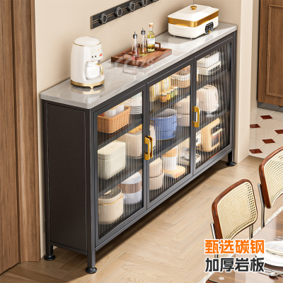 加厚岩板厨房置物架落地多层多功能操作台锅碗收纳储物极窄边柜子