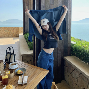 牛仔套装 chill柔软宽松外套休闲裤 两件套女 假日游记 PickRui睿哥