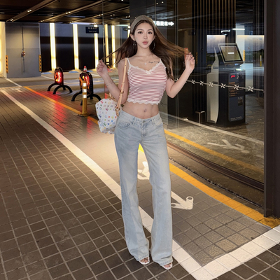 PickRui 睿哥 比例优等生 浅色中低腰微喇牛仔裤女夏季新款休闲