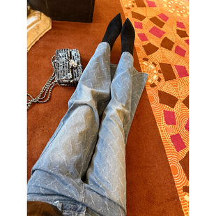 春夏长裤 PickRui睿哥 休闲裤 直筒裤 克拉银河烫钻提花牛仔裤 女新款