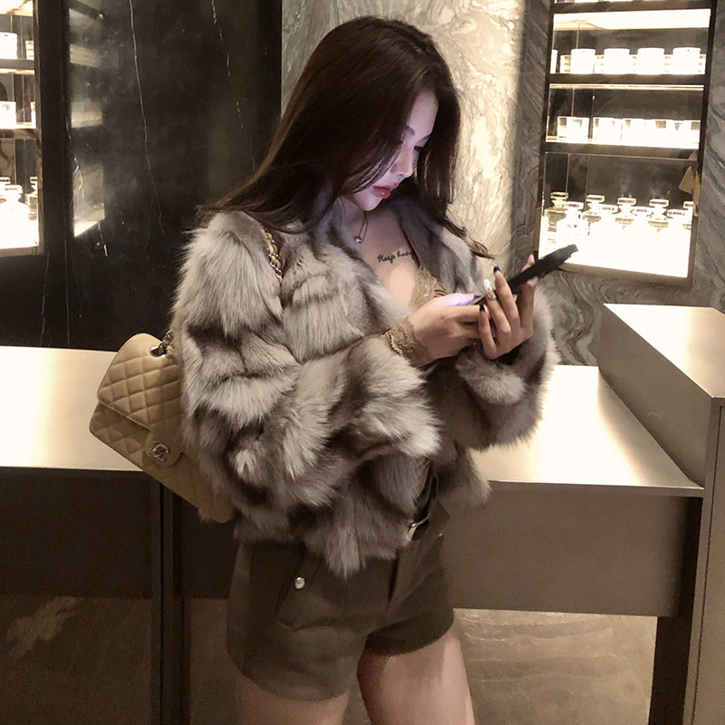 PickRui 睿哥 月光舞曲 芬兰进口狐狸毛毛外套女时尚保暖皮草上衣