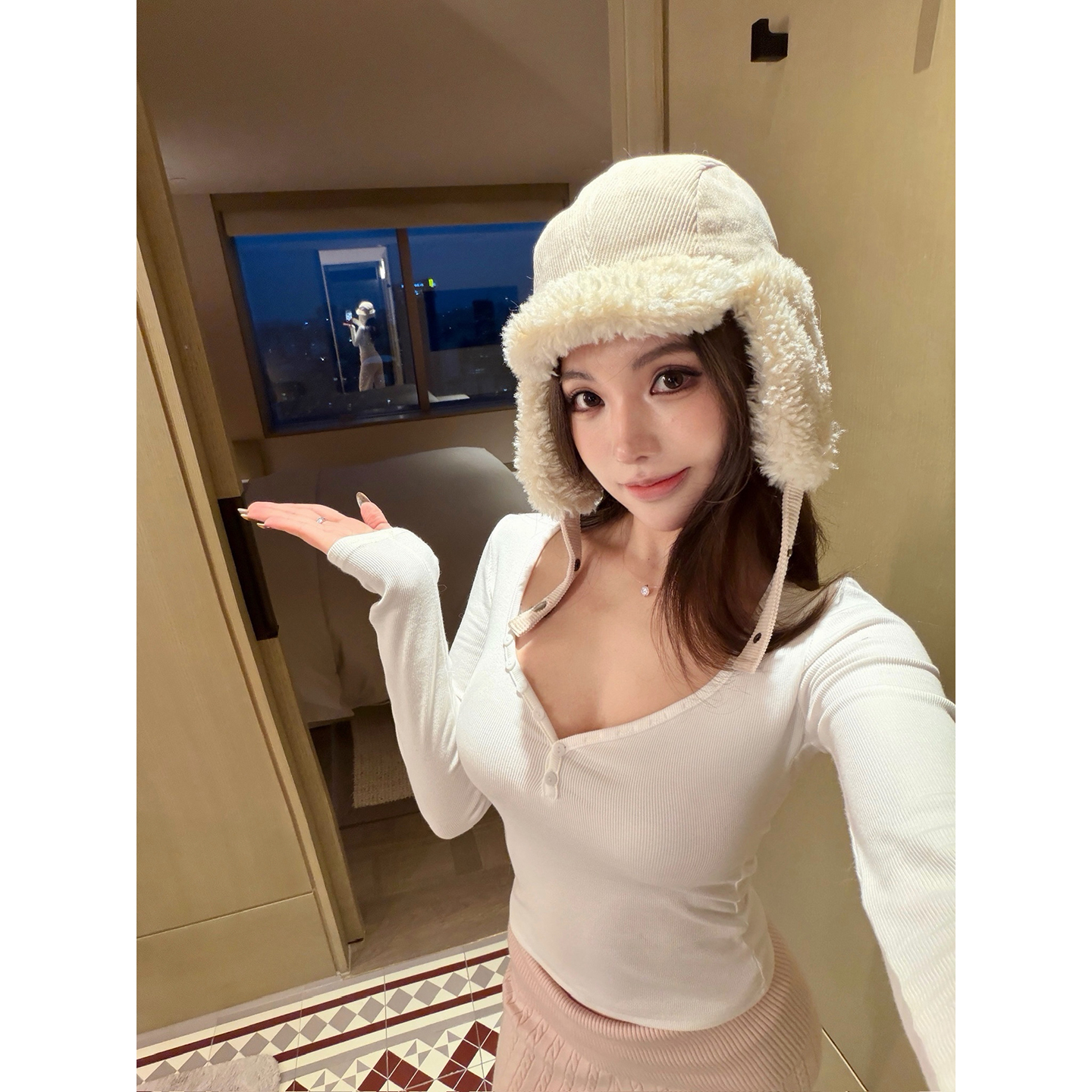 PickRui 睿哥 暖呼呼 护耳双面戴雷锋帽女秋冬新款保暖帽子可爱