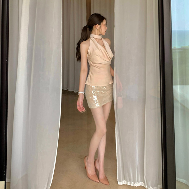 PickRui 睿哥 鎏金岁月 bling半裙套装女性感上衣显瘦时尚两件套