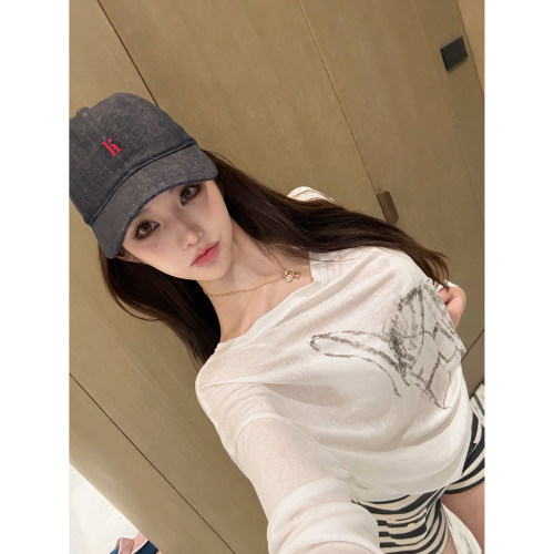PickRui睿哥 原色牛仔蓝棒球帽夏季新款防晒鸭舌帽女帽显脸小圆顶