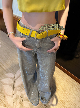 PickRui 睿哥 爆闪出圈 满钻爆闪重工牛仔裤日常百搭直筒宽松长裤