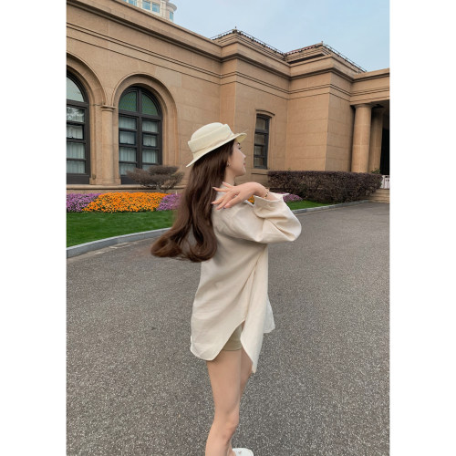 PickRui睿哥 慵懒老钱 棉麻老钱风衬衫女夏季新款衬衣防晒外套
