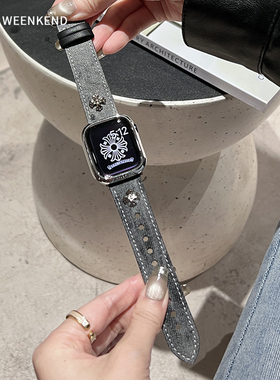 克罗锌牛仔高级感手表带十字架适用苹果iwatch891011代se表带男女