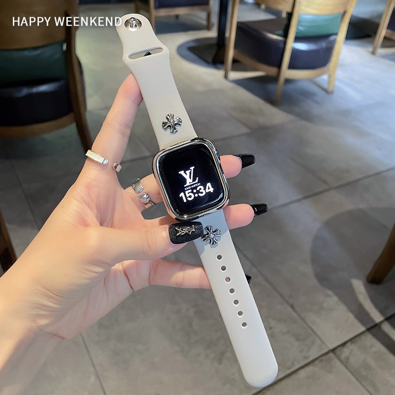适用于华为fit4/4pro华为GT5表带小米9pro腕带复古克罗心硅胶表带
