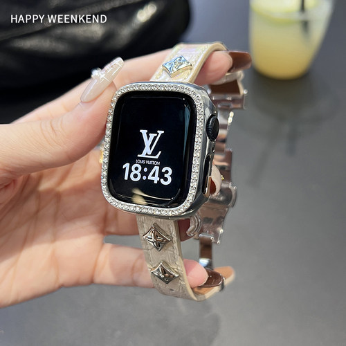 高级感真皮蝴蝶扣表带腕带适用华为fit5fit4小米9p红米watch6vivo