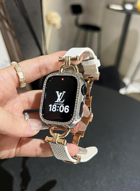 小香高级感蝴蝶扣表带适用iwatch789代SES10S11苹果手表带百搭女