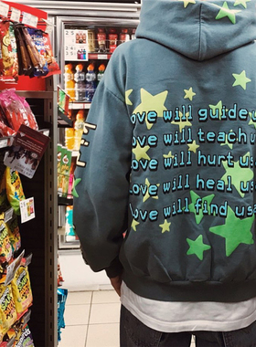 2022新款卫衣kanye侃爷CPFM星星发泡印花连帽男女情侣帽衫潮加绒