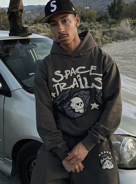 2024美式高街Broken Planet发泡字母印花宽松连帽卫衣男女帽衫潮