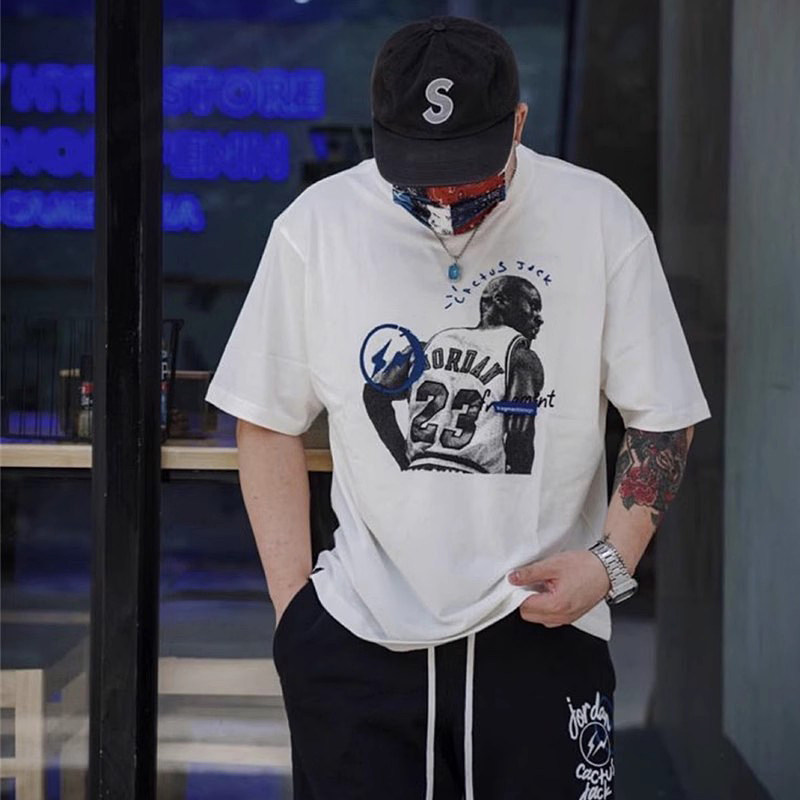 2024款重磅320克美式高街cactus jack联名乔丹滕原浩小闪电短袖男