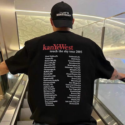 2024重磅320克美式高街嘻哈Kanye West侃爷辍学小熊印花短袖男女