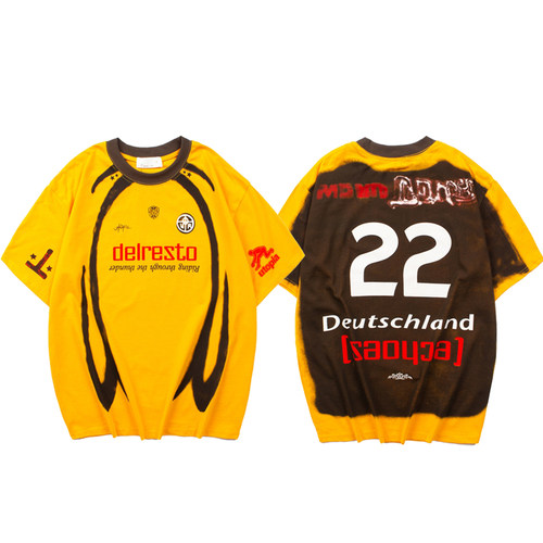 新品高街TRAVIS SCOTT CACTUS JACK 22号足球服运动球衣短袖T恤夏