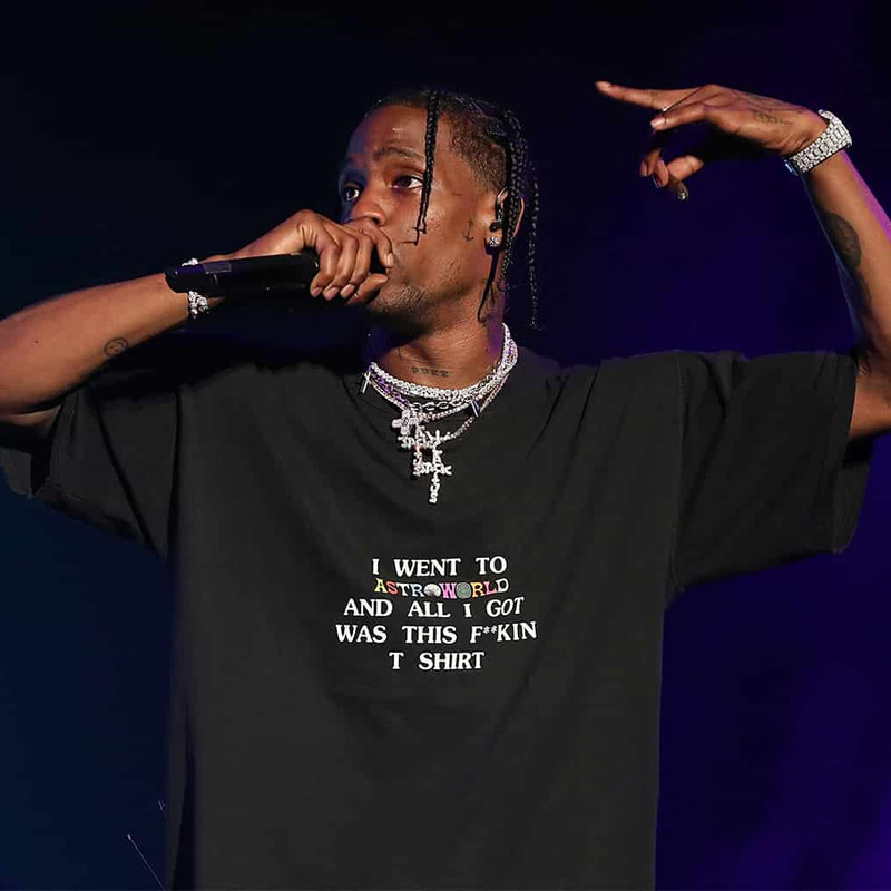 2023新款美式侃爷Travis Scott简约字母印花短袖T恤男女上衣潮夏
