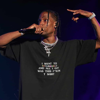 2023新款美式侃爷Travis Scott简约字母印花短袖T恤男女上衣潮夏
