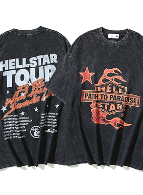 2024SS重磅320g复古高街vintage水洗做旧宽松情侣vtg短袖t恤潮夏