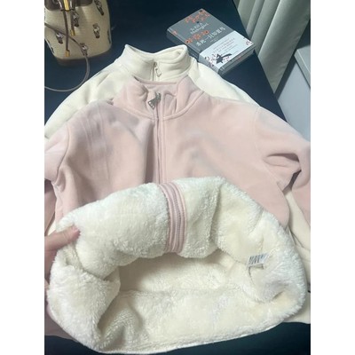 摇粒绒秋冬厚外套女秋季内搭加绒