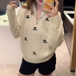 淘宝推荐凯旋门小香风刺绣套头针织衫气质减龄套头毛衣女针织衫潮